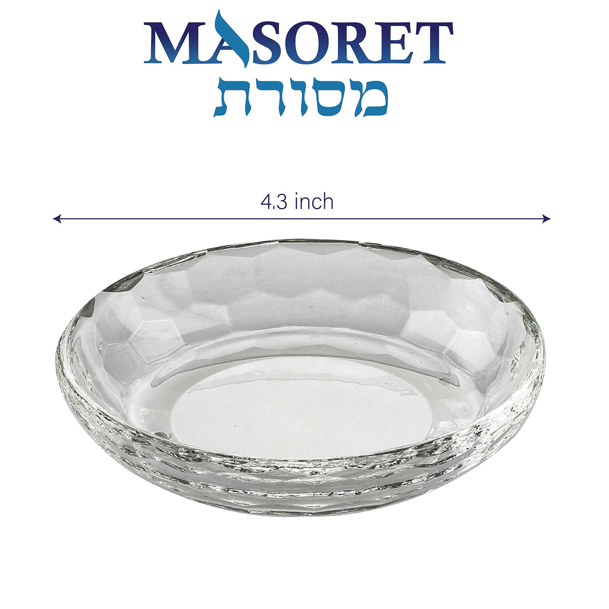 Masoret Glass Kiddush Cup and Tray Set, 6.4 Inch, Set of 4