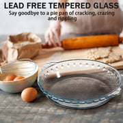Nutriups Glass Pie Plate, Round Baking Dish, Clear 9.5 Inch