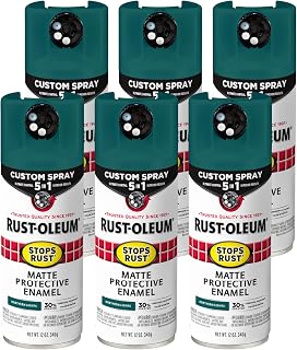 Rust-Oleum Stops Rust 5-in-1 Spray Paint, Matte Northern Light Green | Rust Preventive Protective Enamel, Multi Surface (Metal, Wood and More), Adjustable Dial for Better Control, Fast Dry, 6 Pack