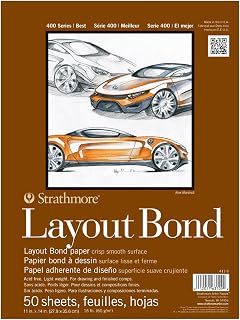Strathmore 400 Series Glue Bound Layout Bond Pad, 11 X 14 inches, 16 lb., White, 50 Sheets (411-11)