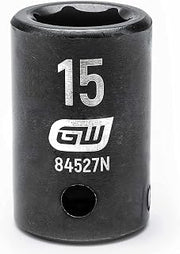 GEARWRENCH 1/2" Drive Standard Impact Metric Socket 15mm, 6 Point - 84527N , Black