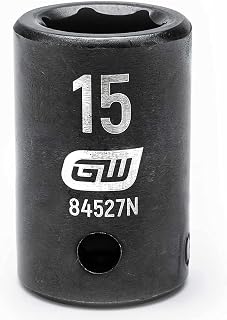 GEARWRENCH 1/2" Drive Standard Impact Metric Socket 15mm, 6 Point - 84527N , Black