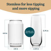 Stemless Champagne Flute Glasses by Libbey – 12 Count (Pack of 1), 0.25 liters, Glass, Clear, Pack of 12