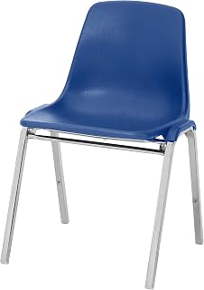 National Public Seating 8110 Poly Shell Stack Chair Black with Chrome Frame