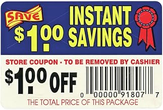 Coupon Labels $1.00 Off Instant Savings - 3" L x 2" H 250 Per Roll