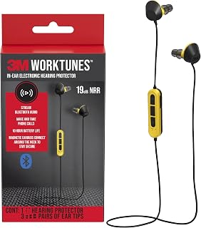 3M WorkTunes Earplugs Hearing Protector, 10-Hour Battery, 3 Ear Tip Sizes