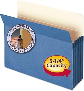 SMEAD 73235 5 1/4-Inch Exp Colored File Pocket Straight Tab Letter Blue