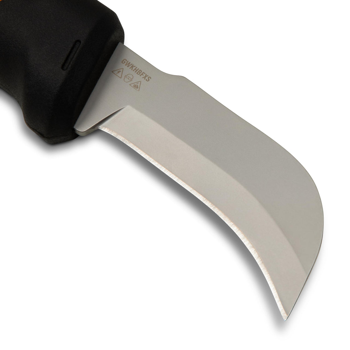 Lineman Fixed Blade Hawkbill Knife with Sharp Tip by GEARWRENCH – Molten Orange & Black, Model GWKHBFXS