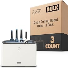 Modern Innovations Smart Cutting Board and Knife Set, Blue Self Cleaning Cutting Board & Knives Holder, Color Coded Set With Knives, All-In-One Cleaning System 3 Pack