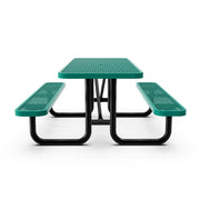 Commercial 6' Rectangular Expanded Mesh Metal Picnic Table with Anchors - Green by Flash Furniture – Steel, Green, Model SLF-EML72-H48L-GN-GG