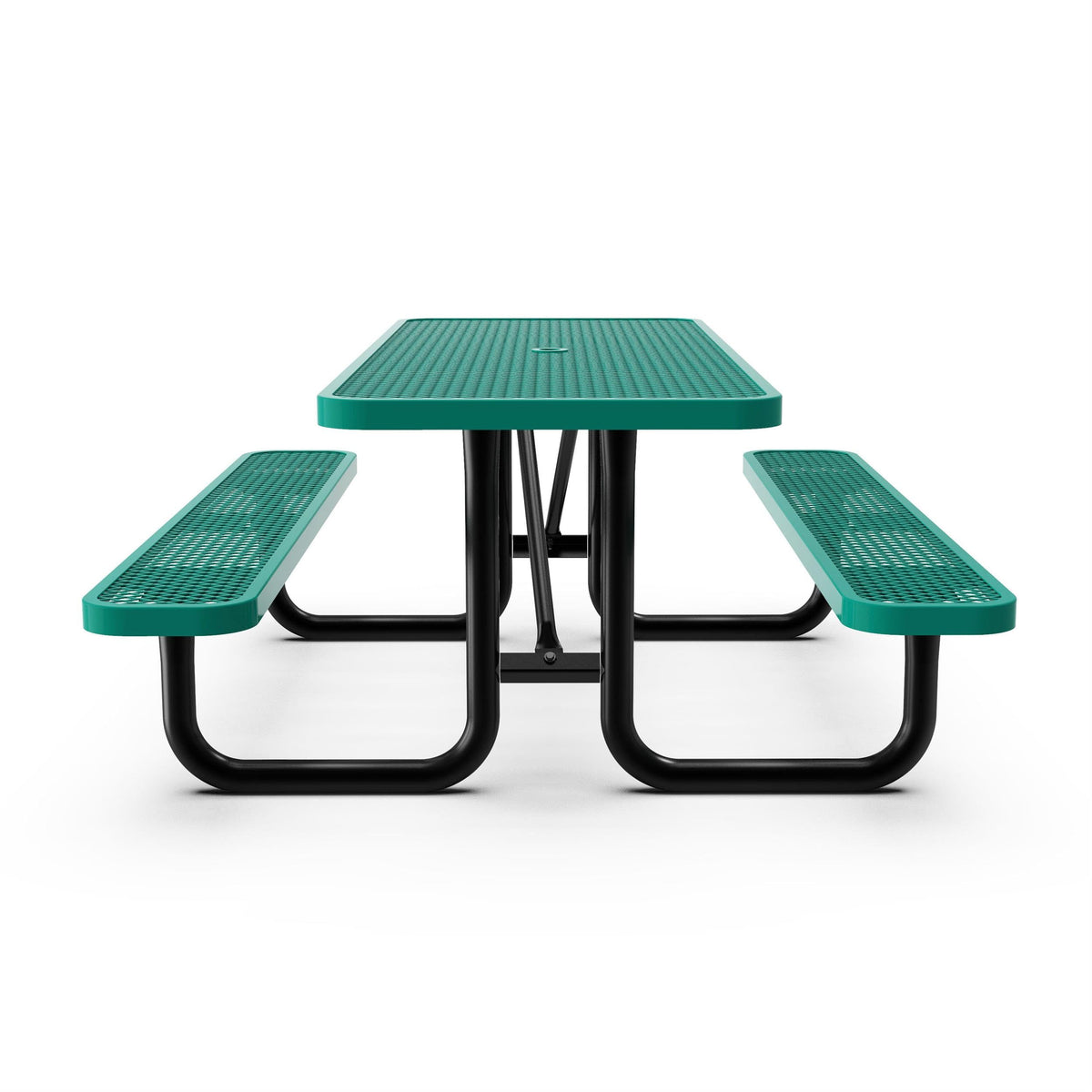 Commercial 6' Rectangular Expanded Mesh Metal Picnic Table with Anchors - Green by Flash Furniture – Steel, Green, Model SLF-EML72-H48L-GN-GG