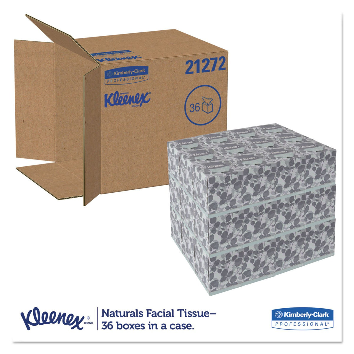 Naturals Facial Tissue by Kleenex – 1 Count (Pack of 36), Paper, White, Pack of 36, Model 21272CT