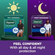 Depends Mens Overnight Underwear – Large (Pack of 14), Lycra, Grey