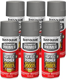 Rust-Oleum Automotive High Heat Primer Spray, Flat Gray | Resists Heat Up to 2000 Degrees F | Durable Rust and Corrosion Protection | Ideal for Automotive Engines and More | 6 Pack