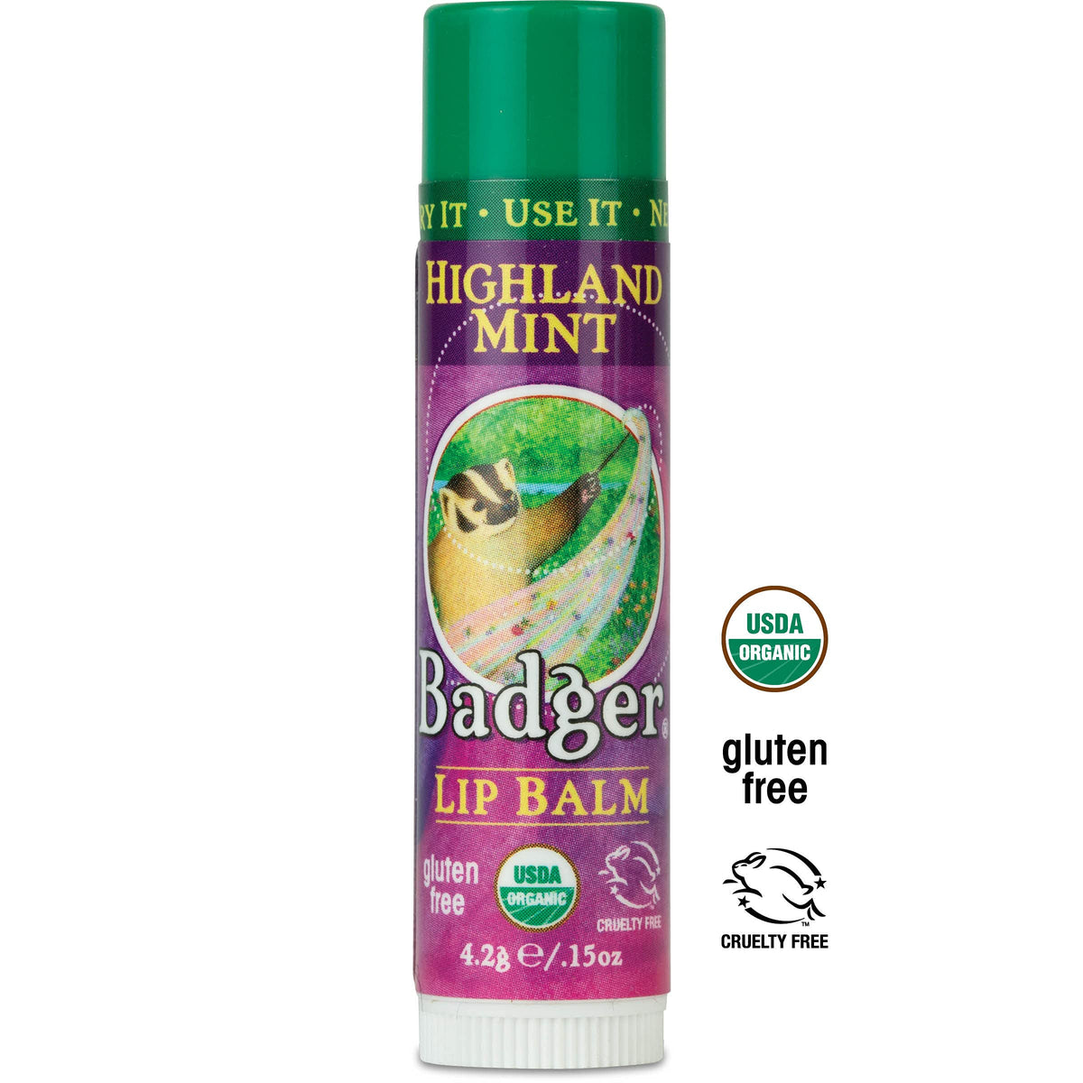 Highland Mint Classic Lip Balm - 0.15oz Stick by Badger – 0.15 Ounce (Pack of 1), Mint, Model 22502