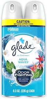 Glade Air Freshener Odor Fighting Room Spray, Aqua Waves, 8.3 oz, 2 Count