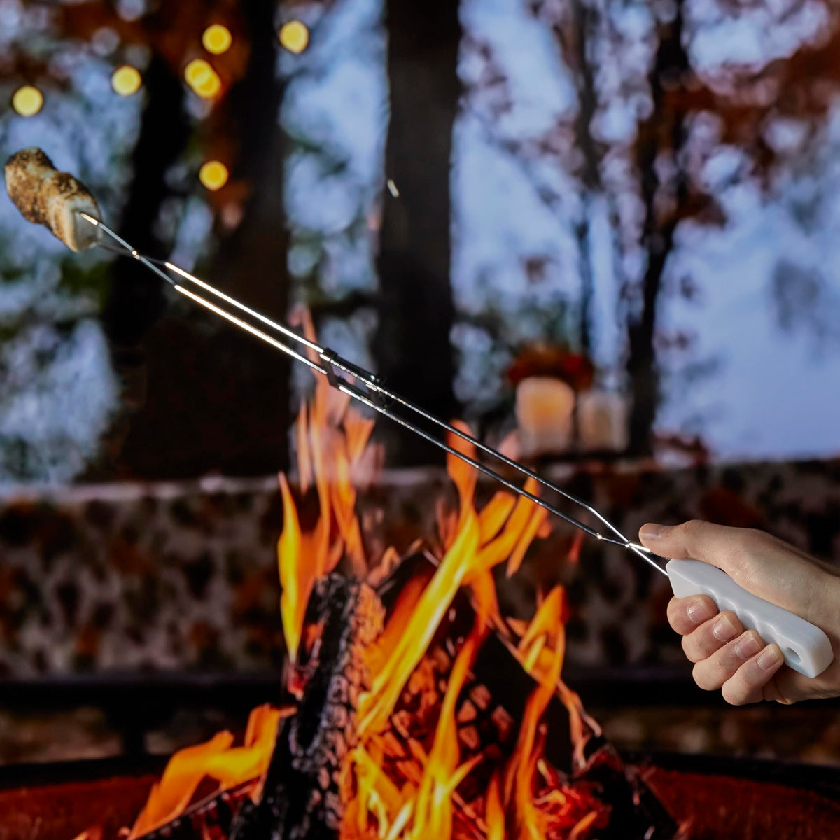 Glow-In-The-Dark HERSHEY’S Foldable Roasting Fork by Mr. Bar-B-Q – Extra Long, Alloy Steel, Silver, Pack of 2, Model 01246HSY