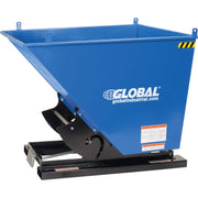 3 Cubic Yard Self-Dumping Forklift Hopper by Global Industrial – 68.5"L x 81.19"W x 51.63"H, 3.0 cubic_yards, Alloy Steel, Blue & Black, Model 989026