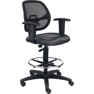 Interion Height Adjustable Vinyl Seat Drafting Stool with by Global Industrial – Alloy Steel, Black, Model A2813TMIVX+22A4