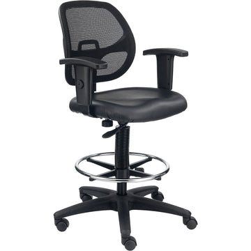 Interion Height Adjustable Vinyl Seat Drafting Stool with by Global Industrial – Alloy Steel, Black, Model A2813TMIVX+22A4