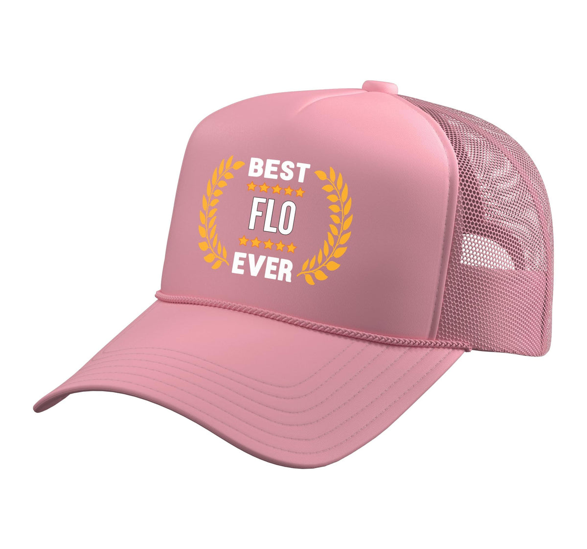 Best Flo Ever with Star Name Flo Trucker Hat with Adjustable Mesh Back by Flo Cool Personalised Name Desing – Polyester, Pink