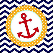 Creative Converting 18-Count Paper Lunch Napkins, Ahoy Matey Anchor