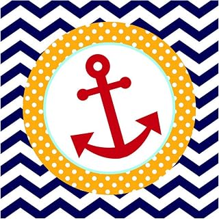 Creative Converting 18-Count Paper Lunch Napkins, Ahoy Matey Anchor