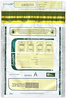 ControlTek SafeLok 9" x 12", White with pocket, 100 Bags, Tamper-Evident Deposit Bags for Cash Handling & Valuables, Moisture, Heat and Cold Sensitive Ink, Tear-Off Receipt + Large Barcodes