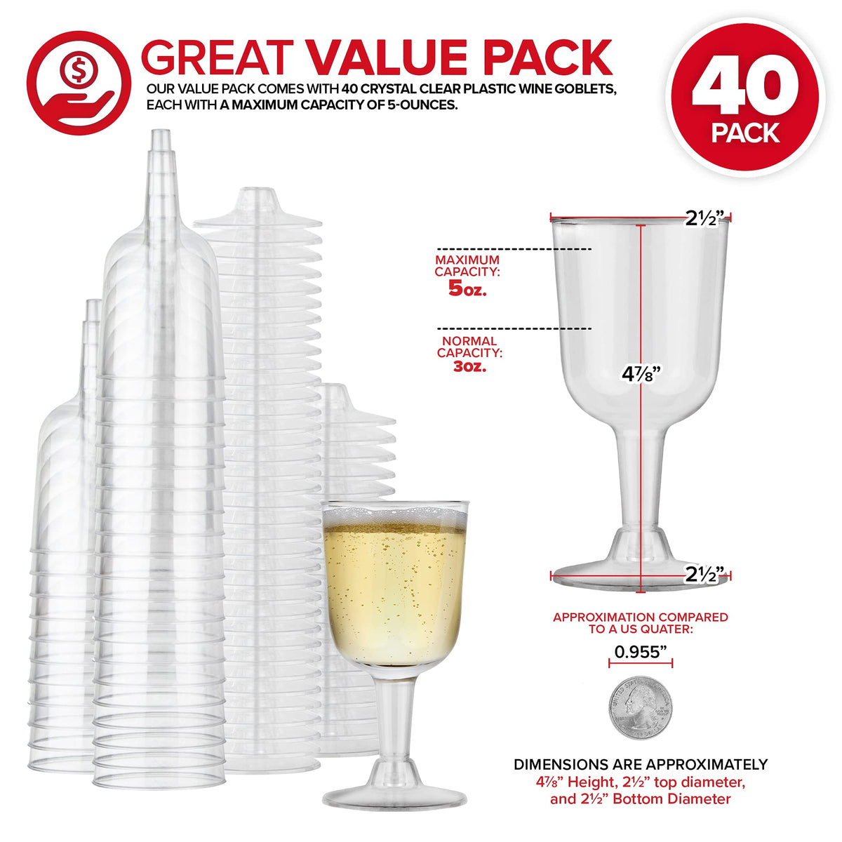 Stock Your Home 40 / 40 Count (Pack of 1) / Clear Cups
