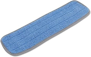 Boardwalk Microfiber Mop Head, Blue, 18 X 5, Split Microfiber, Hook And Loop Back, Dozen