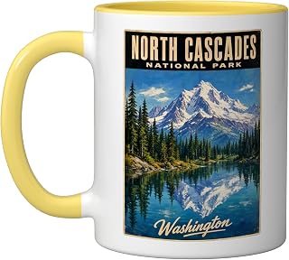 North Cascades National Park, Washington Ceramic Mug, Yellow/White, 11oz