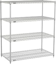 Nexelate Wire Shelving Starter Unit, Silver Epoxy, 48" W x 24" D x 54" H