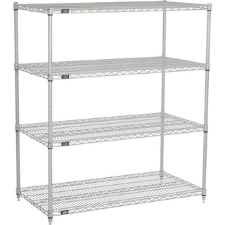 Nexelate Wire Shelving Starter Unit – 4, Alloy Steel, Silver, Model 24485EP