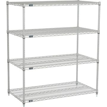 Nexelate Wire Shelving Starter Unit – 4, Alloy Steel, Silver, Model 24485EP