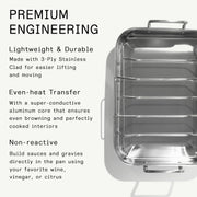 Made In Stainless Roasting Pan With Rack, 18.45 Inch, Silver