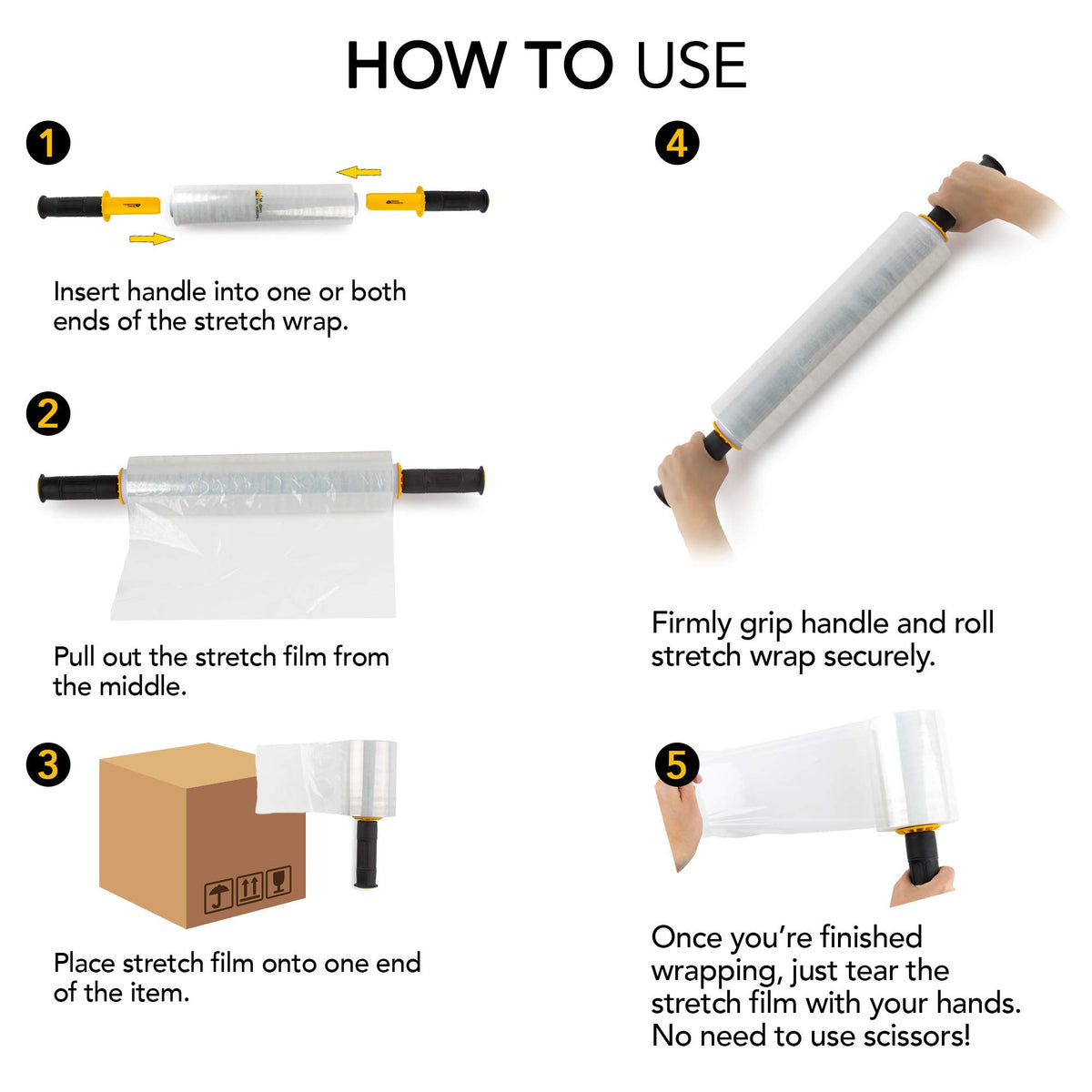 Clear Stretch Wrap Roll Bundle - (2) 15" Rolls by Modern Innovations – 4 Count, Plastic, Clear, Model MI 1140