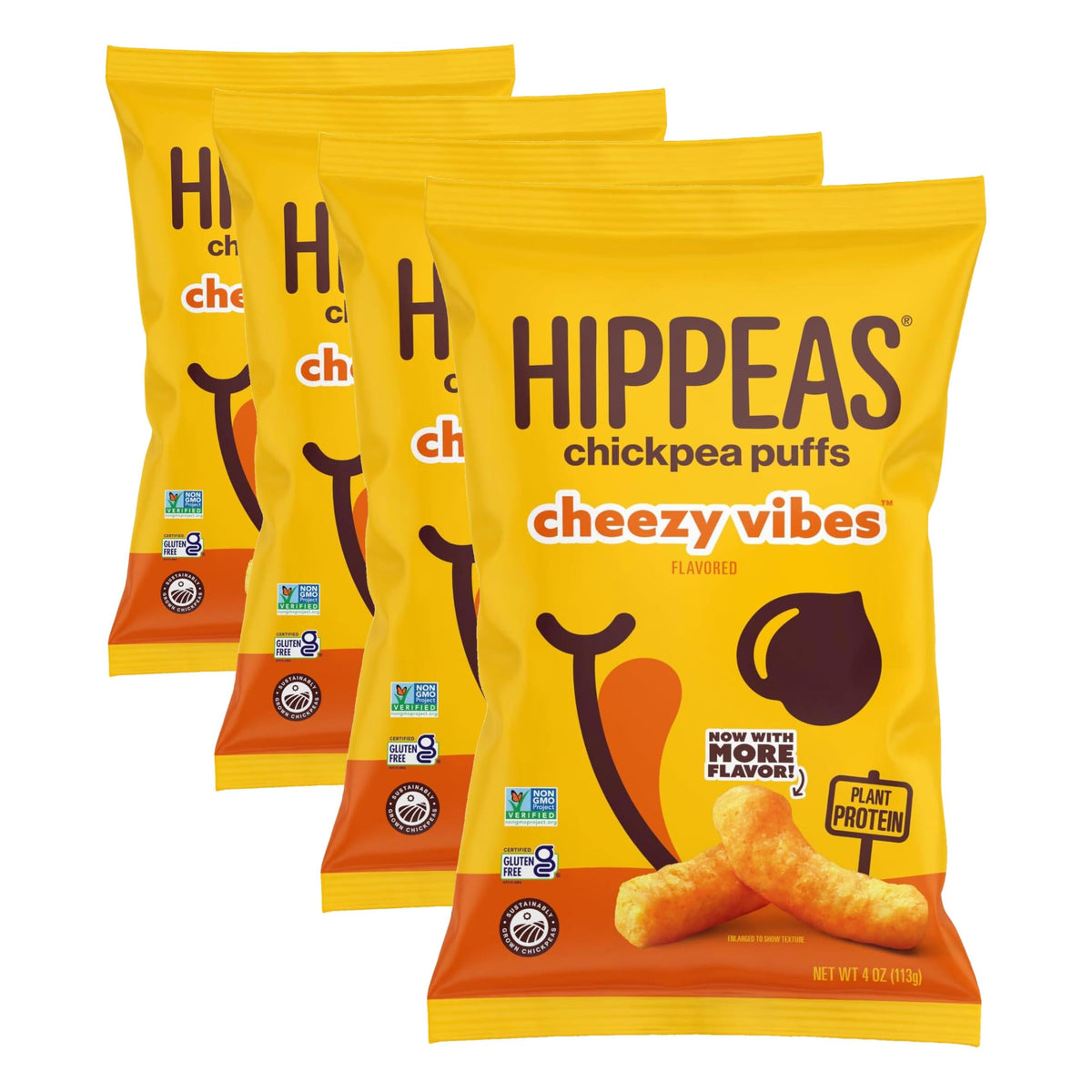 HIPPEAS Cheezy Vibes / 4 Ounce (Pack of 4) / No Color Puffed Snacks