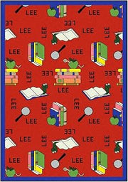 Joy Carpets Kid Essentials Language & Literacy Spanish Bookworm Rug, Red, 3'10" x 5'4"