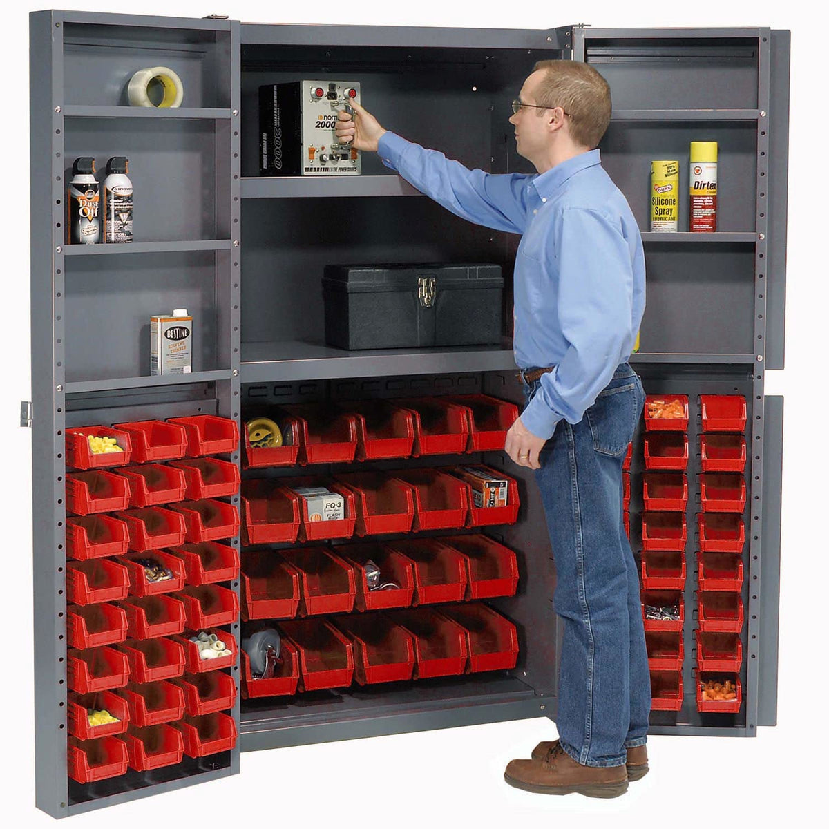 Deep Door Bin Cabinet by Global Industrial – 16 Gauge Steel, Gray, Model 662137RD