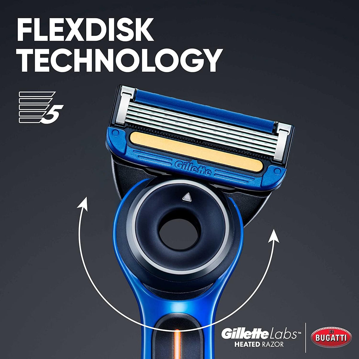 Gillette Bugatti Heated Razor Kit / 1 Count (Pack of 1) / Blue Cartridge Razors