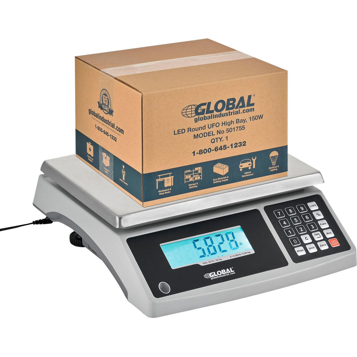 Electronic Weight Counting Scale with LCD Display by Global Industrial – Plastic Base/Stainless Steel Scale, Silver, Model EHC-W