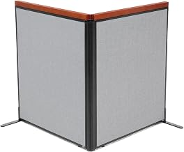 Global Industrial 36-1/4"W x 43-1/2"H Deluxe Freestanding 2-Panel Corner Room Divider, Gray