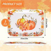 JarThenaAMCS Fall Serving Tray Set, Watercolor Pumpkin Floral, 13 x 10 in, 3 Pack
