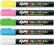 EXPO Bright Sticks, Wet Erase Fluorescent Markers, Bullet Tip, 5 Count - Whiteboard, Calendar, Organization, Teacher Supplies