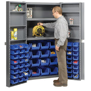 Deep Door Bin Cabinet by Global Industrial – 38 inches (W) x 24 inches (D) x 72 inches (H), 16 Gauge Steel, Blue, Model 662150BL