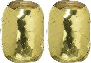 2-Pack - Berwick-Offray - Gold Glitter - Splendorette Crimped Curling Ribbon - BCE12-81 - Bundle of 2 Mini Kegs - Each is 66 ft per Keg.