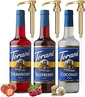 Torani Sugar Free Coconut, Strawberry & Raspberry | Fruit Syrup 3-Pack