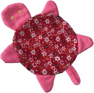 Floor Turtle Foot Mop, Washable Spill Towel, Pink, 1 Pack | Soft cotton fabric, reusable household cleanup, kitchen and bathroom placement, pet bowl splash control, hanging tail loop