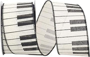 Reliant Ribbon Piano Keys Linen Wired Edge Ribbon, 2-1/2 Inch X 10 Yards, Ivory