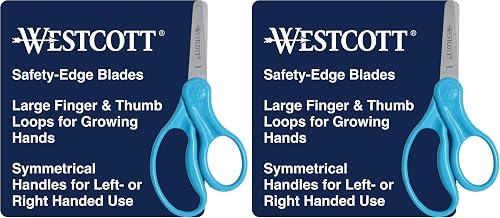 Westcott 15968 Right- and Left-Handed Scissors,Classic Kids' Scissors,Back to School,Classroom Supplies,Ages 4-8,5-Inch Blunt Tip,Neon Blue,(Pack of 2)